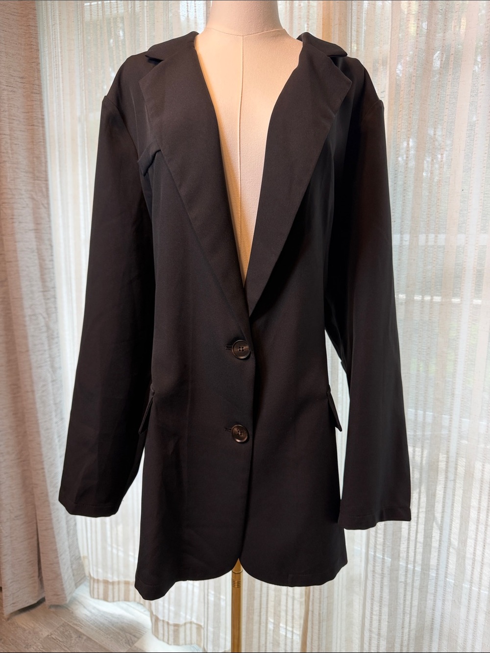 SHEIN Never Worn Black Longline Single-Breasted Blazer Jacket